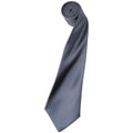 Steel - Front - Premier Mens Plain Satin Tie (Narrow Blade) (Pack of 2)