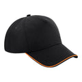 Black-Orange - Front - Beechfield Authentic 5-Panel Cap