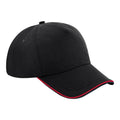 Black-Classic Red - Front - Beechfield Authentic 5-Panel Cap