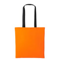 Orange-Black - Front - Nutshell Varsity Cotton Shopper Long Handle Tote