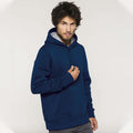 Navy - Back - Kariban Mens Heavy Contrast Hooded Sweatshirt - Hoodie