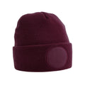 Burgundy - Front - Beechfield Unisex Circular Patch Cuffed Beanie