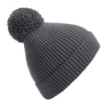 Graphite Grey - Front - Beechfield Unisex Engineered Knit Ribbed Pom Pom Beanie