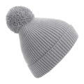 Light Grey - Front - Beechfield Unisex Engineered Knit Ribbed Pom Pom Beanie