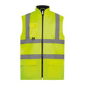 Yellow - Front - Yoko Adults Unisex Hi-Vis Padded Bodywarmer