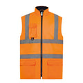 Orange - Front - Yoko Adults Unisex Hi-Vis Padded Bodywarmer