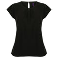 Black - Front - Henbury Womens-Ladies Pleated Blouse