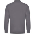 Solid Grey - Back - PRORTX Mens Long-Sleeved Polo Shirt