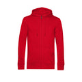 Red - Front - B&C Mens Organic Zipped Hoodie