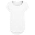 White - Front - Build Your Brand Womens-Ladies Long Slub T-Shirt