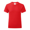 Red - Front - Fruit of the Loom Girls Iconic Heather T-Shirt