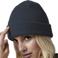 Graphite Grey - Back - Beechfield Unisex Adult Waffle Organic Cotton Beanie