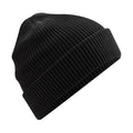 Black - Front - Beechfield Unisex Adult Waffle Organic Cotton Beanie