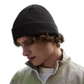 Black - Back - Beechfield Unisex Adult Waffle Organic Cotton Beanie