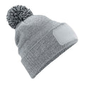 Heather Grey-Black - Front - Beechfield Unisex Adult Snowstar Patch Beanie