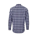 White-Navy - Back - Premier Mens Mulligan Checked Cotton Long-Sleeved Shirt