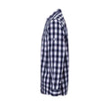 White-Navy - Side - Premier Mens Mulligan Checked Cotton Long-Sleeved Shirt