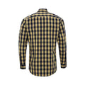 Camel-Navy - Back - Premier Mens Mulligan Checked Cotton Long-Sleeved Shirt