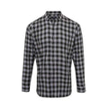 Steel-Black - Front - Premier Mens Mulligan Checked Cotton Long-Sleeved Shirt