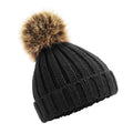 Black - Back - Beechfield Baby Pom Pom Chunky Beanie