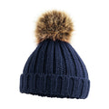 Navy - Front - Beechfield Baby Pom Pom Chunky Beanie