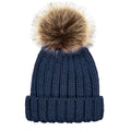 Navy - Back - Beechfield Childrens-Kids Pom Pom Knitted Beanie