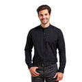 Black - Lifestyle - Premier Mens Banded Collar Long-Sleeved Formal Shirt