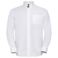 White - Front - Russell Mens Oxford Easy-Care Long-Sleeved Shirt