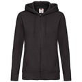 Black - Front - Fruit of the Loom Womens-Ladies Premium Hooded Lady Fit Hoodie