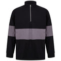 Black-Charcoal - Front - Front Row Unisex Adult Panelled Quarter Zip Jumper