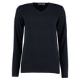 Navy - Front - Kustom Kit Womens-Ladies Arundel V Neck Long-Sleeved Sweater Top