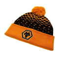 Yellow-Black - Side - Wolves Bobble Knitted Cuffed Beanie