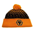 Yellow-Black - Front - Wolves Bobble Knitted Cuffed Beanie