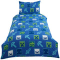 Blue-Green - Back - Minecraft Glow In The Dark Duvet Cover Set