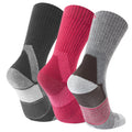 Black-Magenta Pink-Dark Grey Marl - Back - TOG24 Womens-Ladies Wels Trekking Socks (Pack of 3)