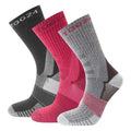 Black-Magenta Pink-Dark Grey Marl - Front - TOG24 Womens-Ladies Wels Trekking Socks (Pack of 3)