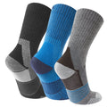 Black-Peacock Blue-Dark Grey Marl - Back - TOG24 Mens Wels Trekking Socks (Pack of 3)