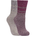 Grape Wine-Oatmeal - Front - Trespass Womens-Ladies Hadley Hiking Boot Socks (2 Pairs)