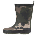 Green-Brown-Black Camo - Side - Trespass Childrens-Kids Puddle Wellington Boots