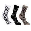 Oatmilk-Black-White - Front - Trespass Womens-Ladies Cinco Animal Print Socks (Pack of 3)