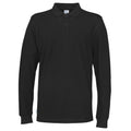 Black - Front - Cottover Mens Pique Long-Sleeved T-Shirt