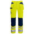 Yellow-Navy - Front - Projob Mens High-Vis Trousers