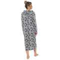 Grey - Back - Foxbury Womens-Ladies Animal Print Long Nightie