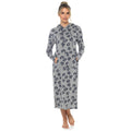 Grey - Front - Foxbury Womens-Ladies Animal Print Long Nightie