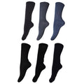 Shades Of Blue - Front - Mens Bamboo Non-Binding Extra Wide Socks (6 Pairs)