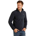 Navy - Side - Weird Fish Mens Errill Textured Eco Friendly Quarter Zip Fleece Top