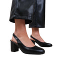 Black - Back - Where's That From Womens-Ladies Edith Sling Back Block Heel Shoes