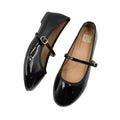 Black - Back - Where's That From Womens-Ladies Josie Patent Faux Leather Straps Ballerina Flats