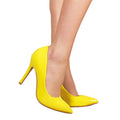 Yellow - Front - Where's That From Womens-Ladies Leah Patent Faux Leather High Heel Pumps