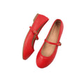 Red - Back - Where's That From Womens-Ladies Josie Faux Leather Straps Ballerina Flats